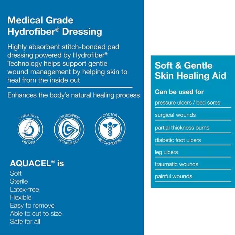 ConvaTec AQUACEL Extra 2"x2" Hydrofiber Absorbant Dressing for Moderate to Highly Exuding Wounds, Non-Woven Two-Dimensional Strengthening Fibers, Square, 10ct Box - Image 2